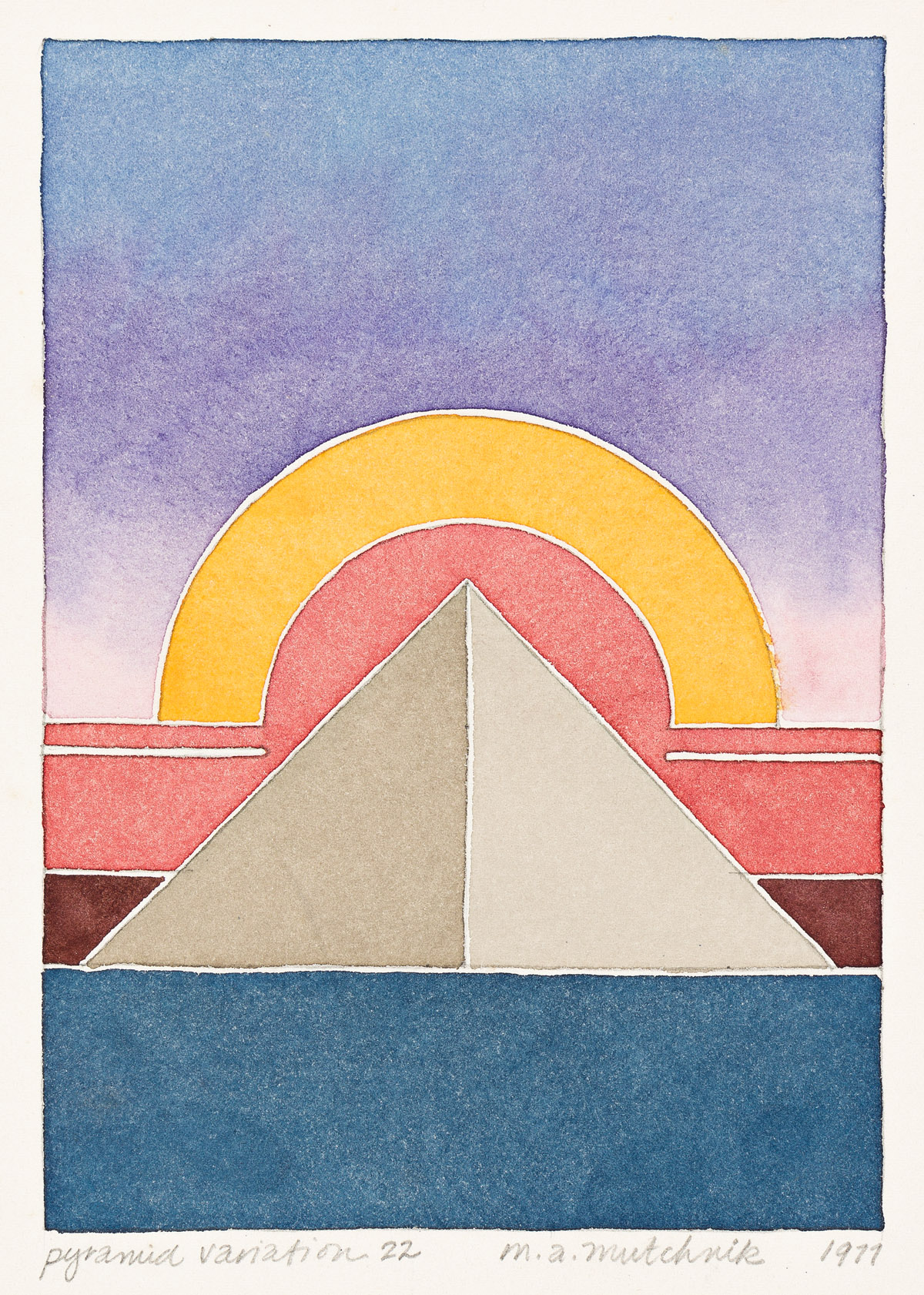 MARK MUTCHNIK (1946-1990) Pyramid Variation: 9, 17, and 22. [KING TUT / TREASURES OF TUTANKHAMUN / MUSEUM POSTER / EGYPT]